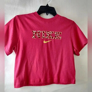 New Nike Cheetah Crop Top Youth Graphic Tee